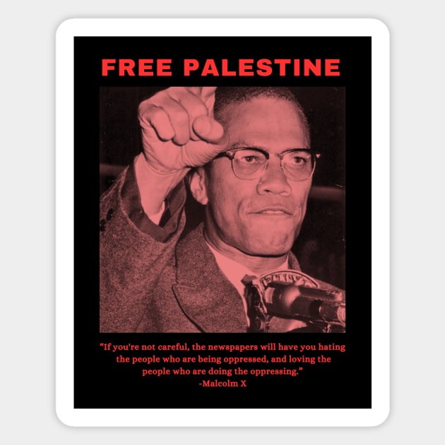 Free Palestine Malcolm X Magnet by QuirkyQuest Creations